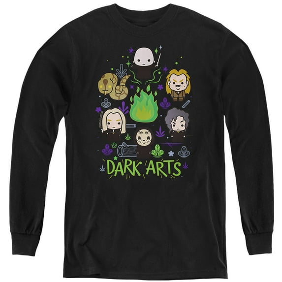 Harry Potter Dark Arts Chibis Kids Long Sleeve T Shirt (X-Large) for Youth Boys and Girls, Black