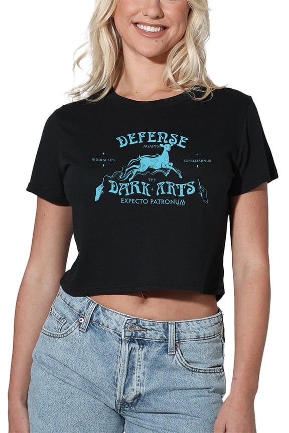Dark Arts Expecto Patronium Women's Crop Top T-Shirt, Black, Large