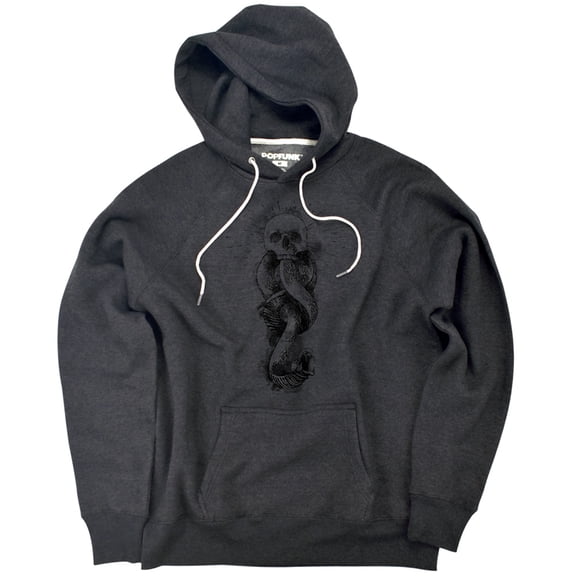 Harry Potter Dark Mark Ink Unisex Adult Slim Fit Pull-Over Heather Hoodie, Charcoal, Small