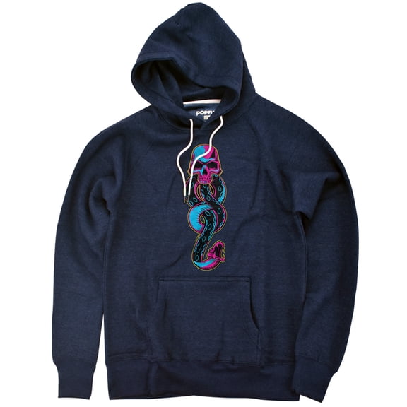 Harry Potter Death EaterÂ’S Dark Mark Unisex Adult Slim Fit Pull-Over Heather Hoodie, Navy, Small