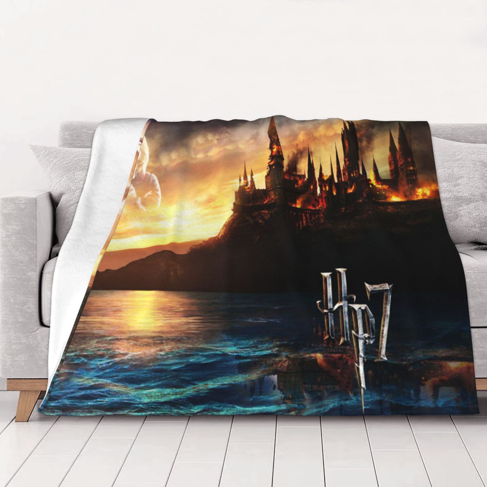 Harry Potter Deathly Hallows Castle Thick Blanket Cozy Soft Fuzzy Anti