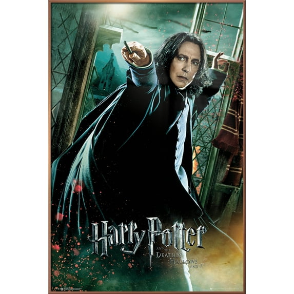 Harry Potter And The Deathly Hallows - Framed Movie Poster (Professor Severus Snape / Alan Rickman - Wand) (Size: 25" X 37") (Shiny Copper Aluminum Frame)