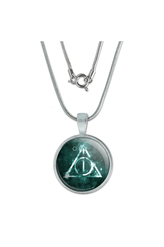 Harry Potter Deathly Hallows Logo 0.75" Pendant with Sterling Silver Plated Chain