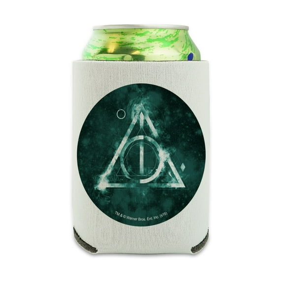 Harry Potter Deathly Hallows Logo Can Cooler - Drink Sleeve Hugger Collapsible Insulator - Beverage Insulated Holder