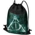 thumbnail image 1 of Harry Potter Deathly Hallows Logo Drawstring Backpack Sports Bag Sackpack 17" x 13", Perfect for Gym, Yoga or Practice, 1 of 5