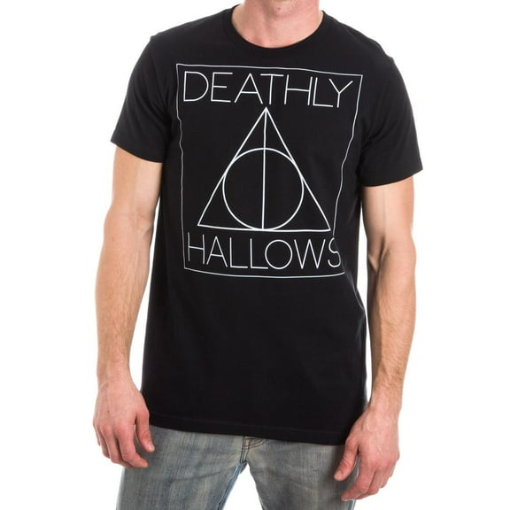 Harry Potter Deathly Hallows Logo Men's Black T-Shirt-Large
