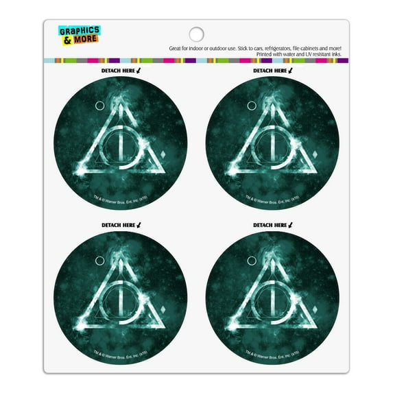 Harry Potter Deathly Hallows Logo Refrigerator Fridge Locker Vinyl Circle Magnet Set