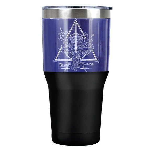 Harry Potter Deathly Hallows Logo Stainless Steel Tumbler 30 oz Coffee Travel Cup, Vacuum Insulated & Double Wall with Leakproof Sliding Lid