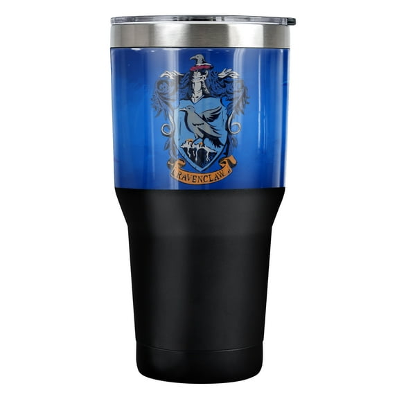 Harry Potter And The Deathly Hallows Part 2 Official Ravenclaw Painted Crest 30 oz Travel Tumbler, Stainless Steel, Vacuum Insulated with Leak Resistant Slide-Lock Lid