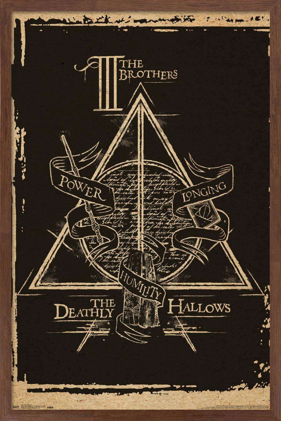 Harry Potter - Deathly Hallows - The Brothers - Symbol Wall Poster, 14.725" x 22.375", Framed