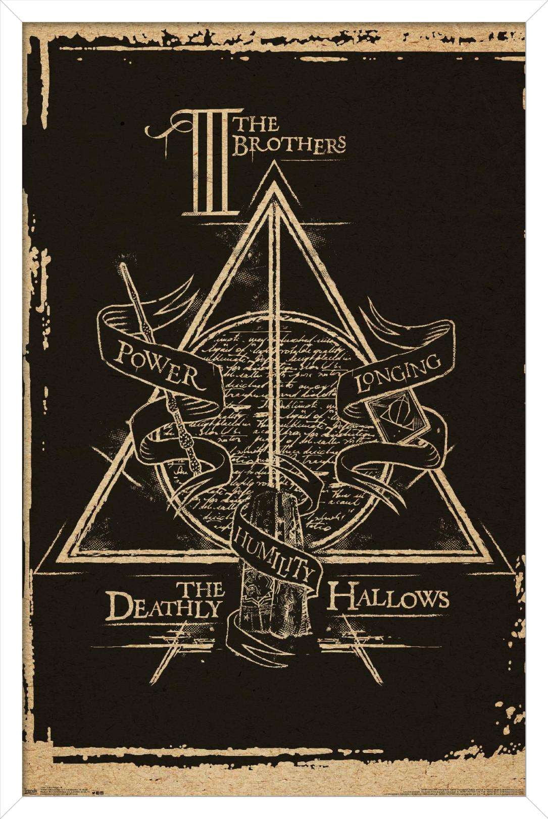 Harry Potter - Deathly Hallows - The Brothers - Symbol Wall Poster, 14.725" x 22.375", Framed