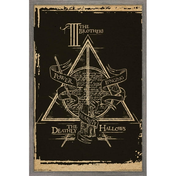 Harry Potter - Deathly Hallows - The Brothers - Symbol Wall Poster, 22.375" x 34", Framed