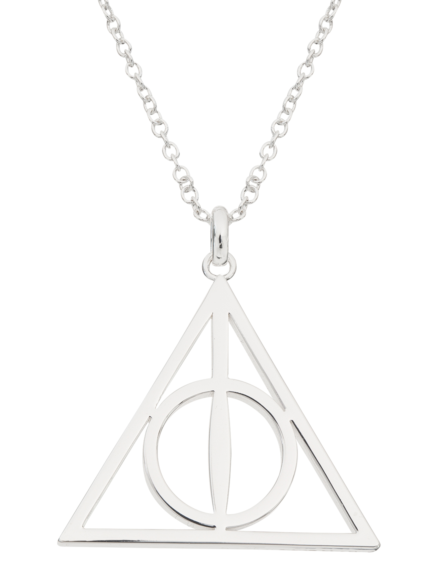 Harry Potter Deathly Hollow Silver Plated Brass Pendant, 18" - image 1 of 4