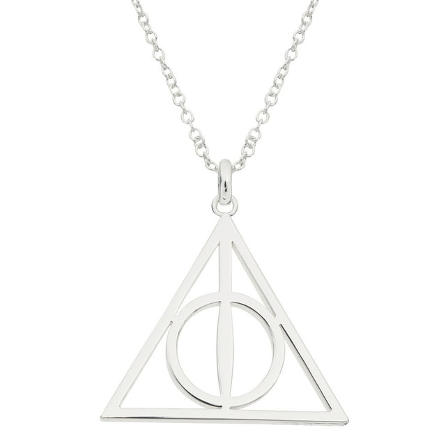Harry Potter Deathly Hollow Silver Plated Brass Pendant, 18"
