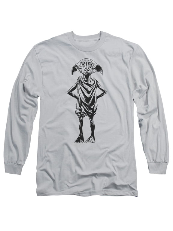 Harry Potter Dobby Long Sleeve Adult 18/1 T-Shirt Silver