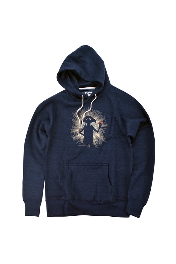 Dobby Snapping Unisex Adult Slim Fit Pull-Over Heather Hoodie, Navy, Medium