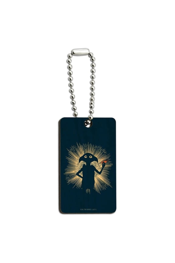 Harry Potter Dobby Snapping Wood Wooden Rectangle Keychain Key Ring