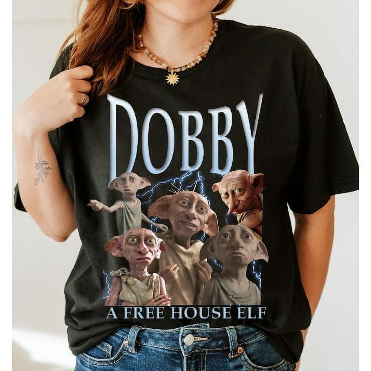 Harry Potter Dobby Tee, 90s Vintage Unisex Cotton Shirt, Wizarding ...