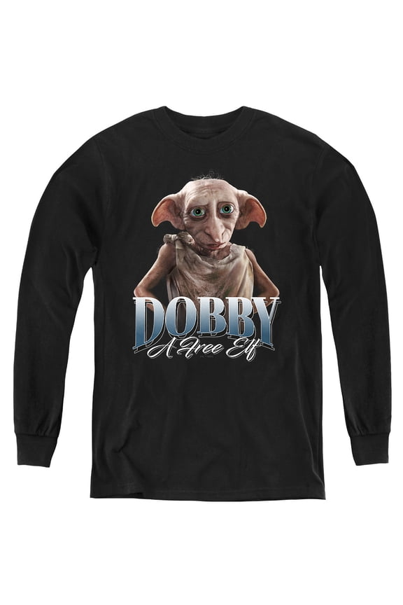 Dobby The Elf Homage Youth Long Sleeve T Shirt, Black, Medium