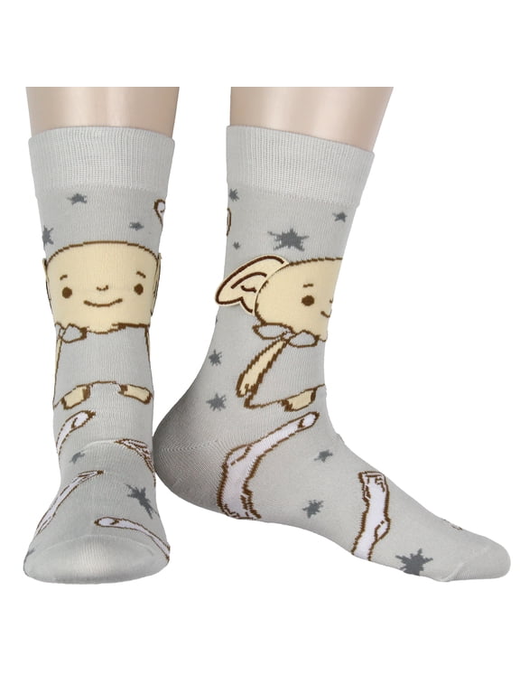 Dobby The Elf Socks 3D Ears Chibi Character Adult Stretchy Crew Socks For Men Women 1 Pair