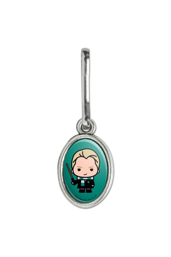 Harry Potter Draco Cute Chibi Character Antiqued Oval Charm Clothes Purse Suitcase Backpack Zipper Pull Aid