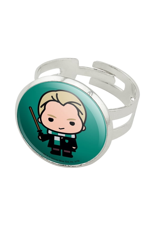 Harry Potter Draco Cute Chibi Character Silver Plated Adjustable Novelty Ring