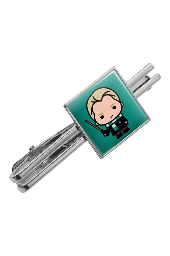 Harry Potter Draco Cute Chibi Character Square Tie Bar Clip Clasp Tack- Silver or Gold