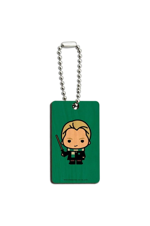 Harry Potter Draco Cute Chibi Character Wood Wooden Rectangle Keychain Key Ring