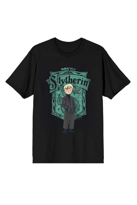 Harry Potter Draco Malfoy Chibi Slytherin Men's Short Sleeve Graphic T-Shirt - Officially Licensed-Small