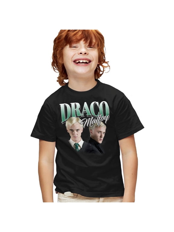 Draco Malfoy Homage Kids T Shirt for Youth Boys and Girls, Black, Large