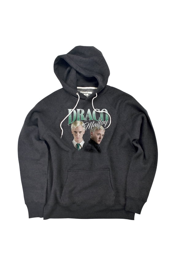 Draco Malfoy Homage Unisex Adult Slim Fit Pull-Over Heather Hoodie, Charcoal, Small