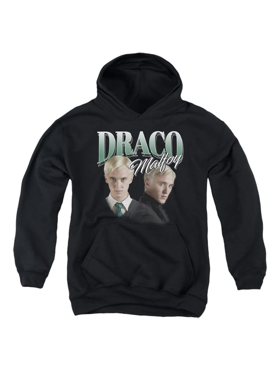 Draco Malfoy Homage Youth Kids Boy/Girls Pull-Over Hoodie, Black, Large