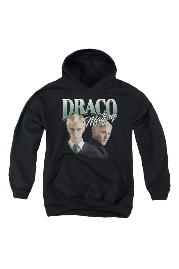 Draco Malfoy Homage Youth Kids Boy/Girls Pull-Over Hoodie, Black, Large