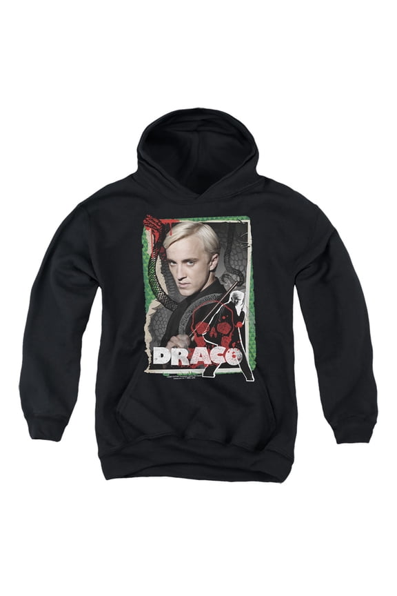 Draco Malfoy Photo Collage Kids Pull-Over Hoodie (Large) for Youth Boys and Girls, Black