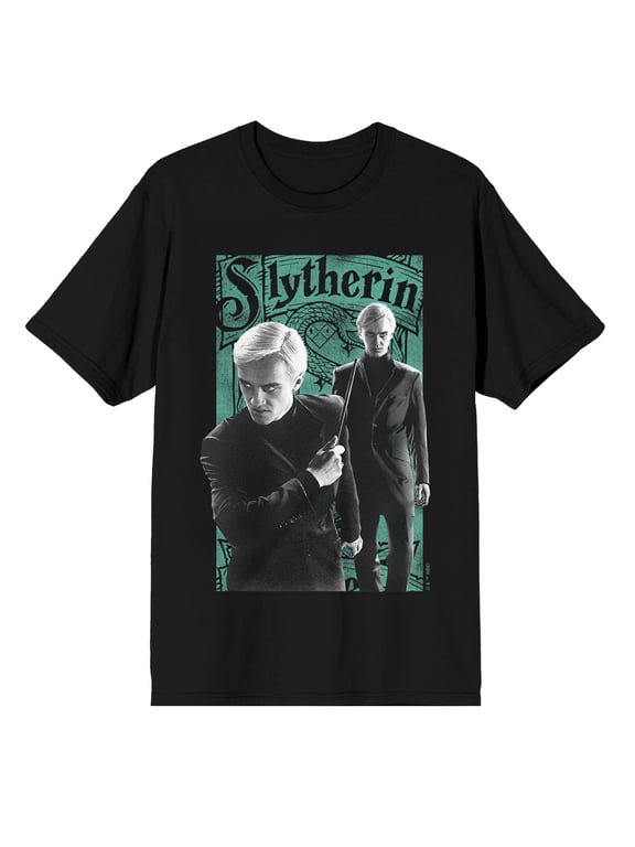 Harry Potter Draco Malfoy Slytherin Graphic Tee - Men's Short Sleeve Crew Neck T-Shirt 100% Cotton Officially Licensed-Large