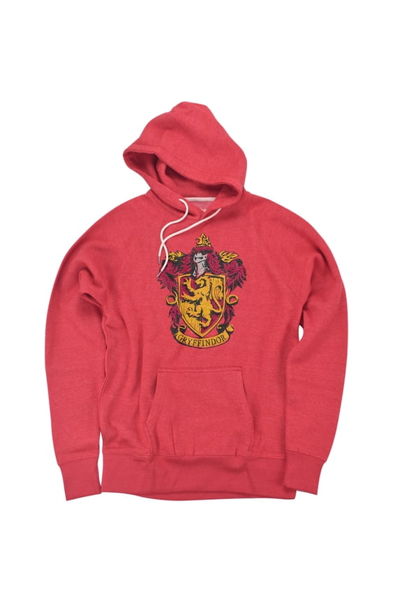 Drawn Gryffindor Crest Unisex Adult Slim Fit Pull-Over Heather Hoodie, Red, Small