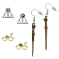 thumbnail image 1 of Harry Potter Earrings For Women 3 Pack Deathly Hallows, Lightning Scar, Harry Potter Wand, 1 of 7
