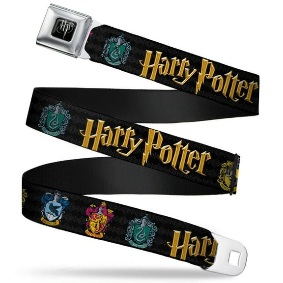 Harry Potter Fantasy Movie Series Hogwarts Crest Web Seatbelt Buckle Belt