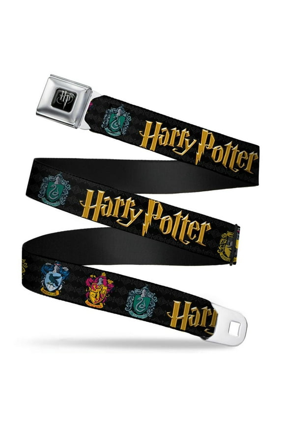Harry Potter Fantasy Movie Series Hogwarts Crest Web Seatbelt Buckle Belt