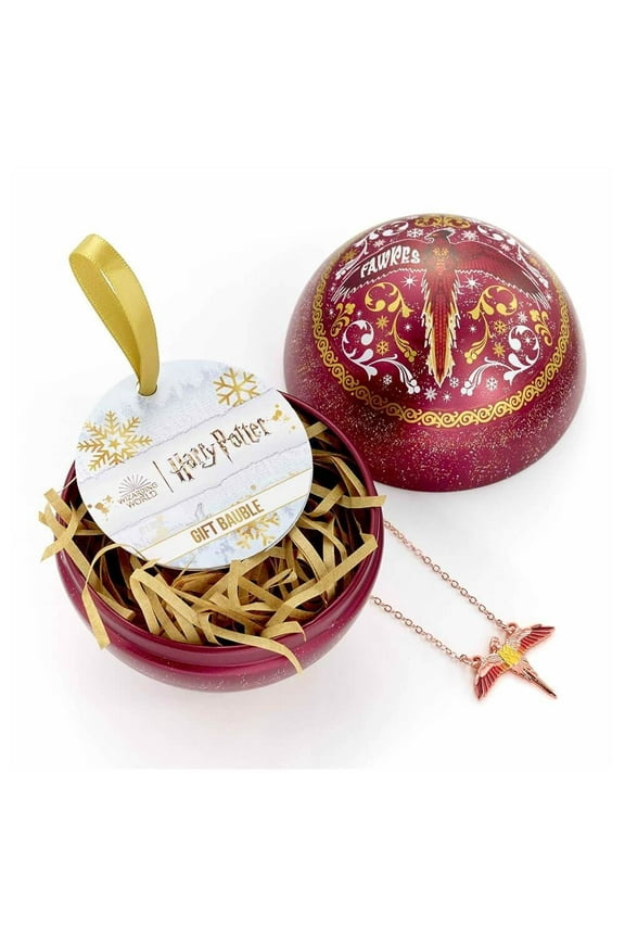 Fawkes Christmas Bauble with Fawkes Necklace Pendant - Christmas Holiday Seasonal Gift Hogwarts Fans
