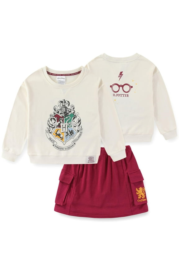 French Terry Sweatshirt and Skort Skirt Set (Girls), 2 Piece Set, Sizes 6-16