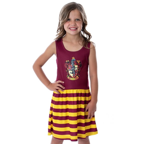 Harry Potter Girls All Houses Crest Logo Tank Stripe Accent Pajama Nightgown