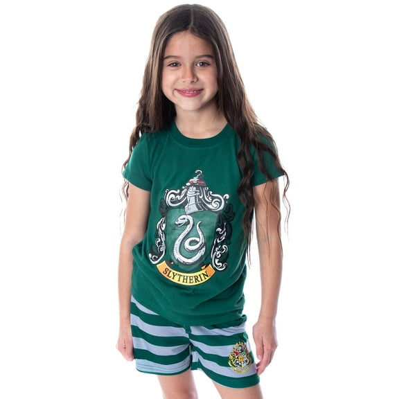 Harry Potter Girls' Hogwarts Castle 2PC Shirt Shorts Pajama Set 4 Houses - Gryffindor Hufflepuff Ravenclaw Slytherin