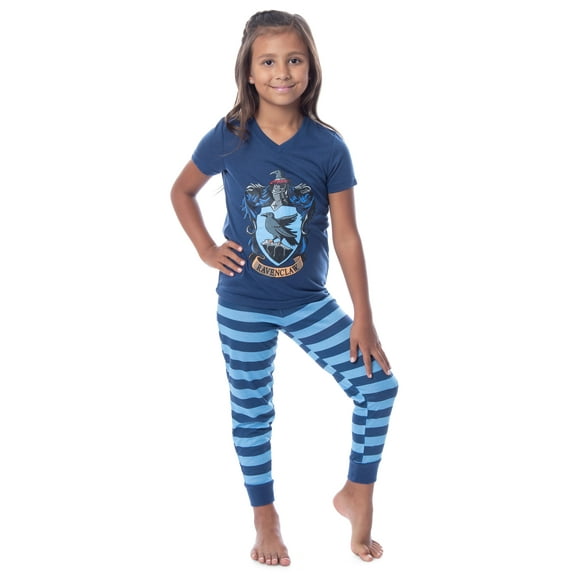 Harry Potter Girls' Hogwarts House Crest Short-Sleeve Jogger Pajama Set - Gryffindor Slytherin Ravenclaw Hufflepuff