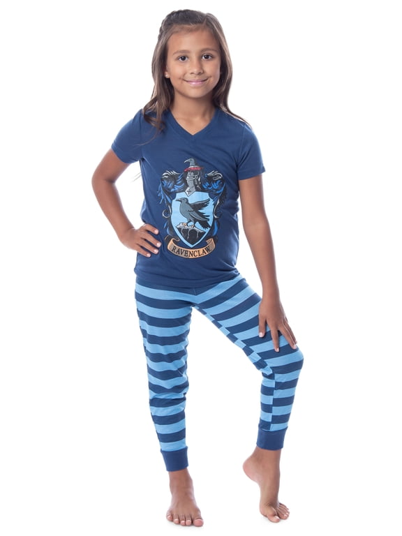 Harry Potter Girls' Hogwarts House Crest Short-Sleeve Jogger Pajama Set - Gryffindor Slytherin Ravenclaw Hufflepuff