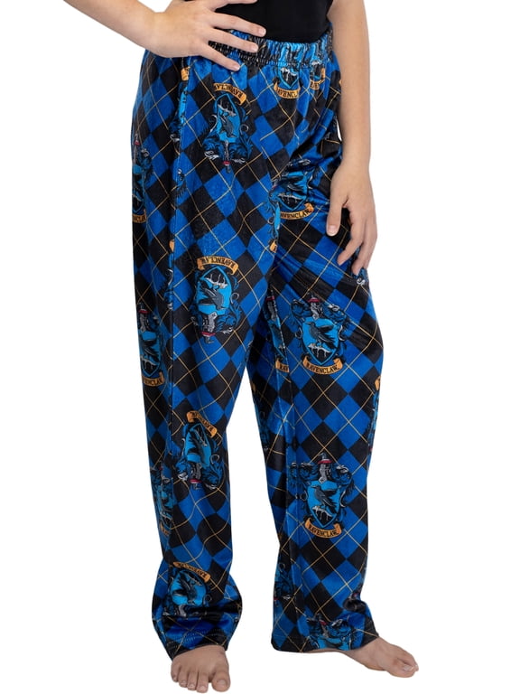 Harry Potter Girls' Hogwarts Houses Crest Plaid Lounge Pajama Pants Sleepwear Gryffindor Slytherin Hufflepuff Ravenclaw