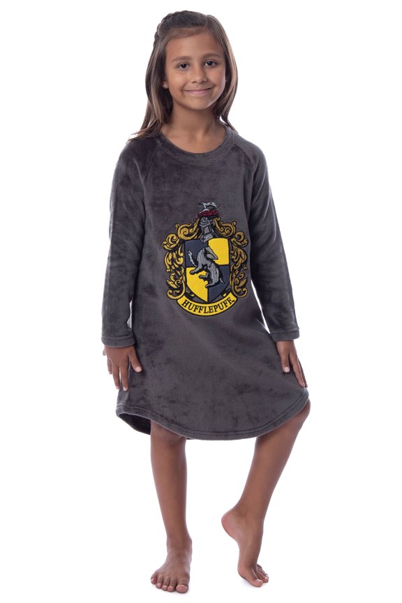 Harry Potter Girls' Hogwarts Houses Crest Raglan Pajama Nightgown-All Houses