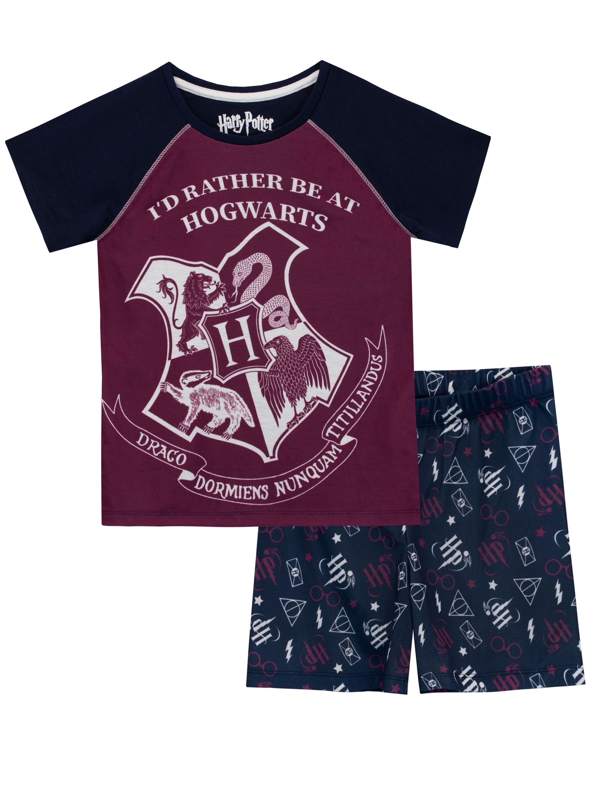 Harry Potter Girls Short Sleeve Leg Pajama Set, Kids Sizes 5-14