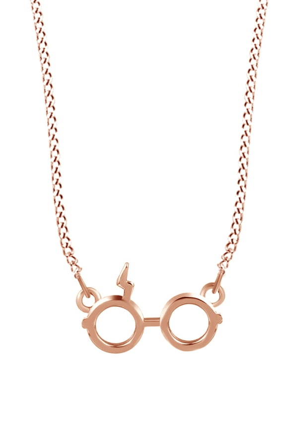 Harry Potter Glasses Charm Pendant Necklace In Rose Gold Over Sterling Silver