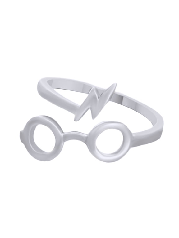 Lightening Bolt Open Ring In 14K White Gold Over Sterling Silver-7